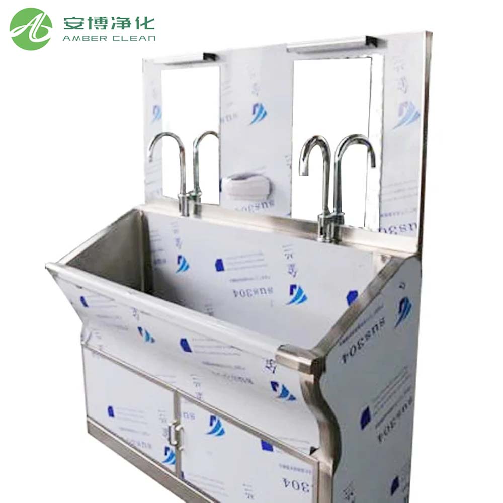 Capteur à pied à double machine à sous en acier inoxydable pour les puits médicaux pour salle blanche